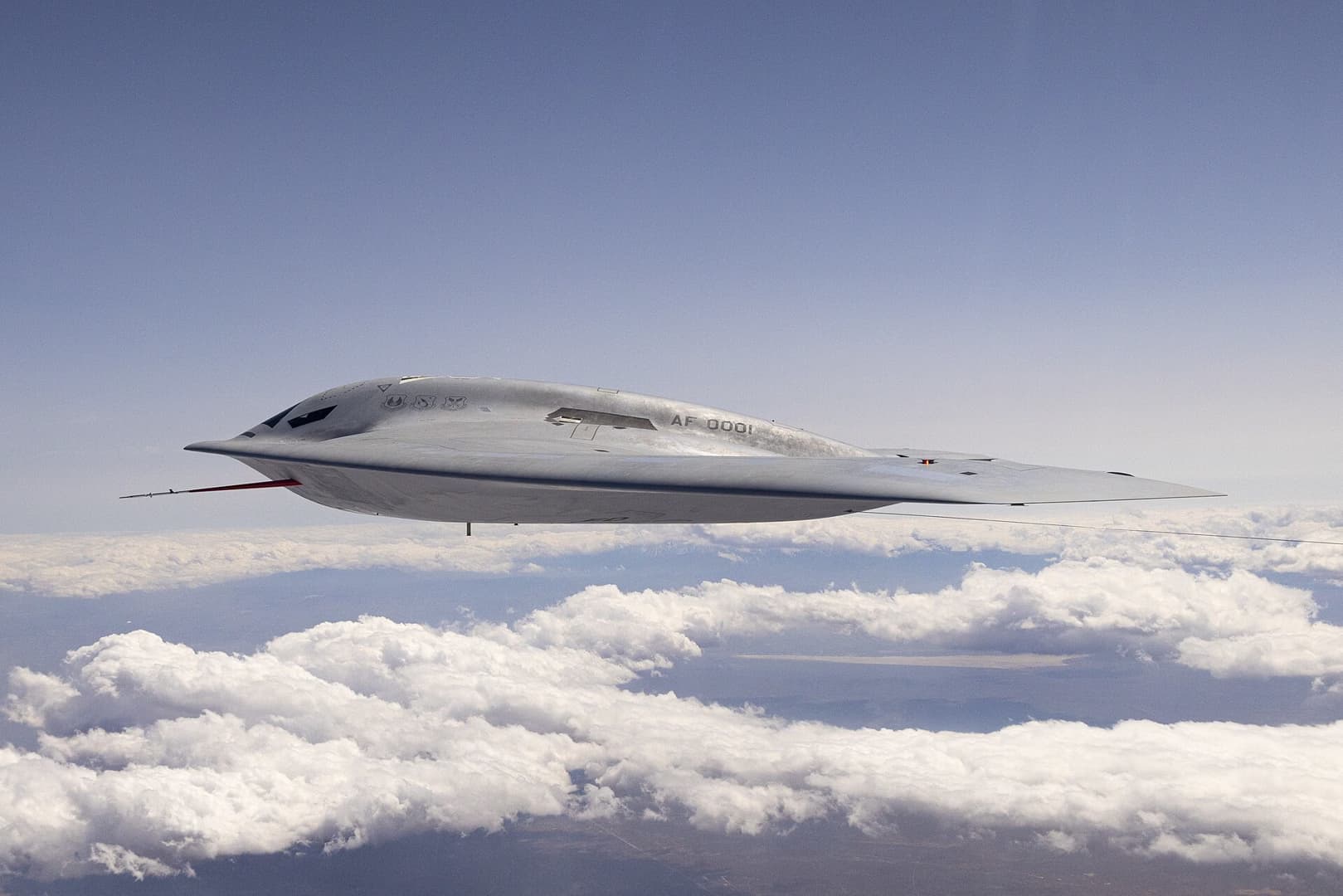 B-21 Raider stealth bomber filmed in flight over California