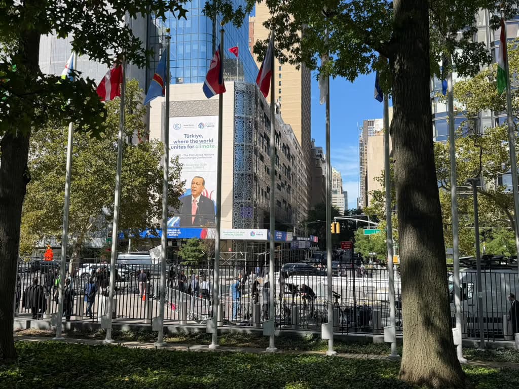 Turkish House in New York Transformed Into COP31 Showcase With Giant Erdoğan Banner