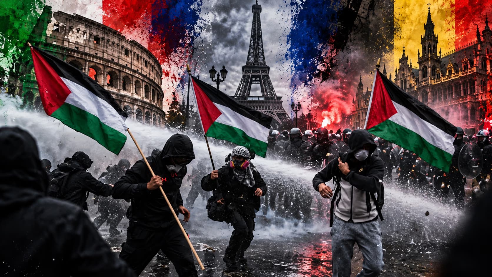 أعلام فلسطينية ترفرف في احتجاجات تجتاح أوروبا من روما إلى باريس