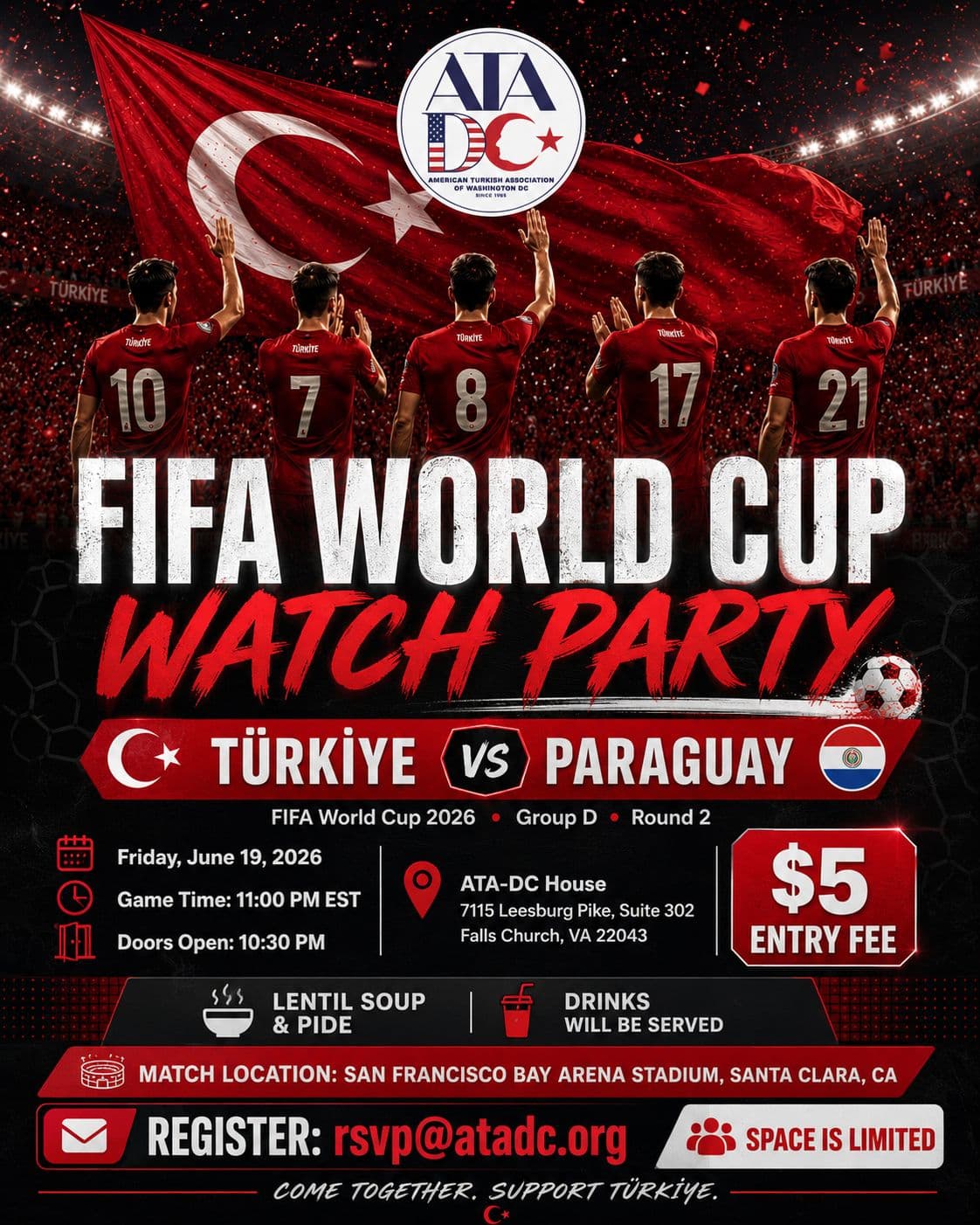 Watch the Turkey vs Paraguay FIFA World Cup 2026 Match at ATA-DC House