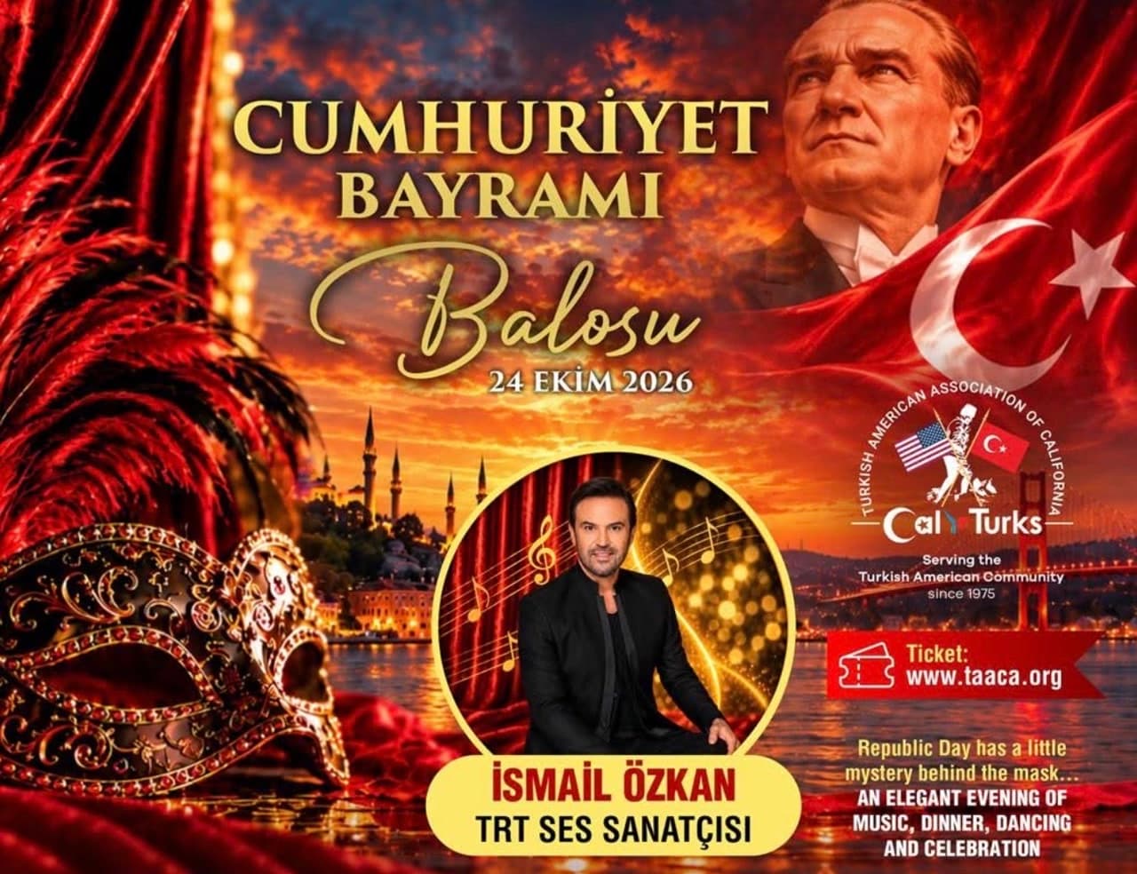 CalTurks Republic Day Ball 2026: A Masquerade Night with İsmail Özkan in Burlingame